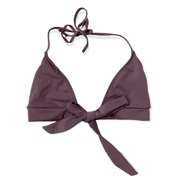 Dippin' Daisy's Bikini Top Women's Large Purple Tie Front Triangle Bow Swimsuit - Picture 1 of 9